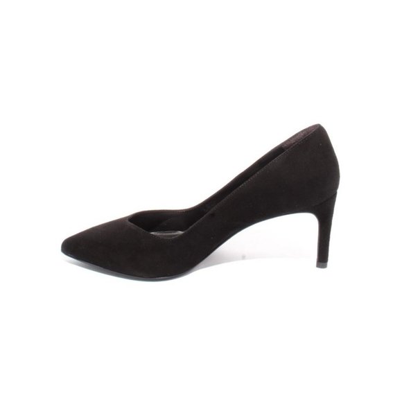Italian Black Suede Leather Classic Pointy Heel Shoes - Picture 6 of 8